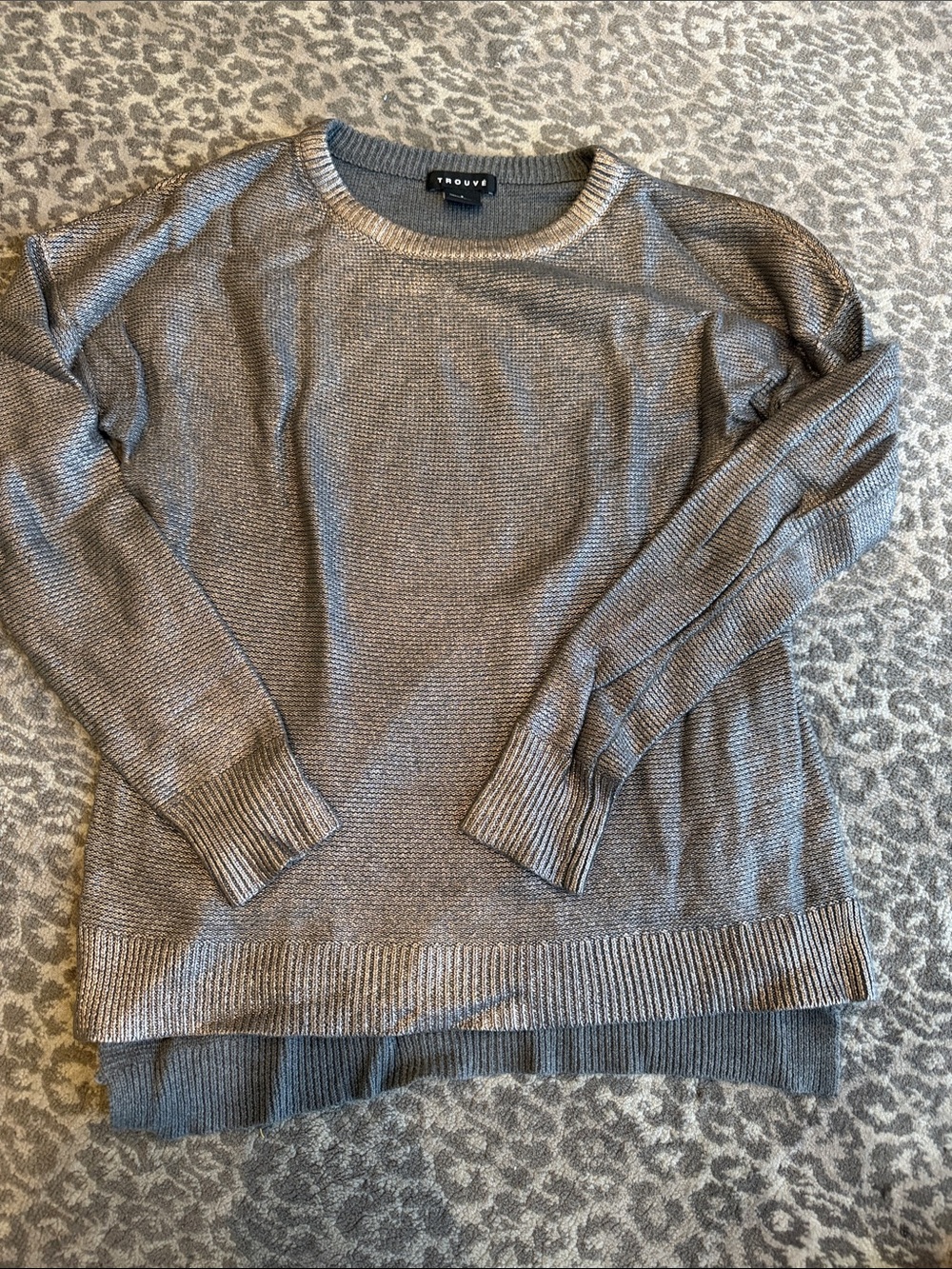 Shimmery Silver Crewneck Sweater by Trouve